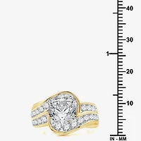 (G / Si1-Si2) Womens 3 CT. T.W. Lab Grown White Diamond 14K Gold Round Side Stone Engagement Ring