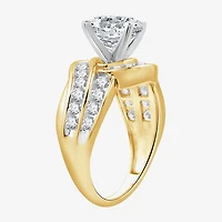 (G / Si1-Si2) Womens 3 CT. T.W. Lab Grown White Diamond 14K Gold Round Side Stone Engagement Ring