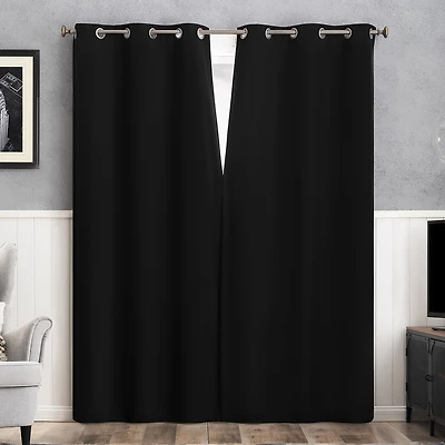 Sun Zero Glynn Magnetic Closure Grommet Top 100% Blackout Set of 2 Curtain Panel