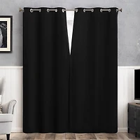 Sun Zero Glynn Magnetic Closure Grommet Top 100% Blackout Set of 2 Curtain Panel