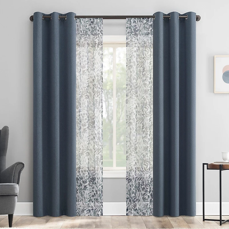 Sun Zero Arbor Print Grommet Top Blackout Set of 4 Curtain Panel
