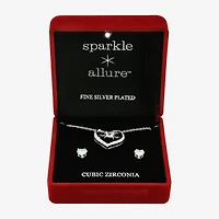 Sparkle Allure Mom Womens Cubic Zirconia Pure Silver Over Brass Heart 2-pc. Jewelry Set