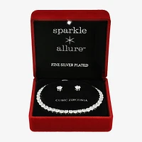 Sparkle Allure Womens Cubic Zirconia Pure Silver Over Brass Round -pc. Jewelry Set