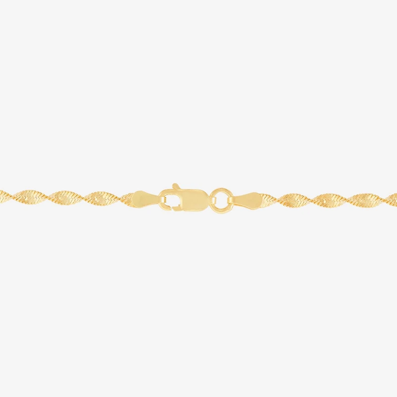 Made in Italy Womens 24K Gold Over Silver 7.5 Inch Solid Chain Bracelet