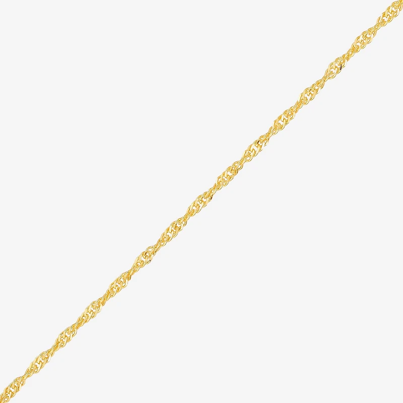 Made in Italy Womens 24K Gold Over Silver Inch Singapore Chain Necklace