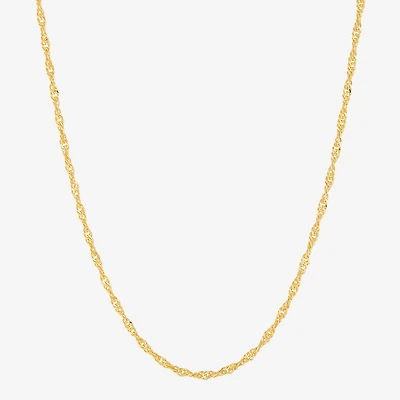 Made in Italy Womens 24K Gold Over Silver 24 Inch Singapore Chain Necklace