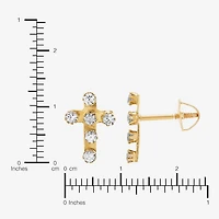 Limited Quantities! White Cubic Zirconia 10K Gold 9.4mm Cross Stud Earrings