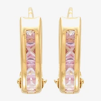 Limited Quantities! Girls Pink Cubic Zirconia 10K Gold 9.5mm Hoop Earrings