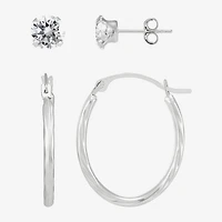 Limited Quantities! Womens White Cubic Zirconia 14K Gold 2-pc. Earring Set