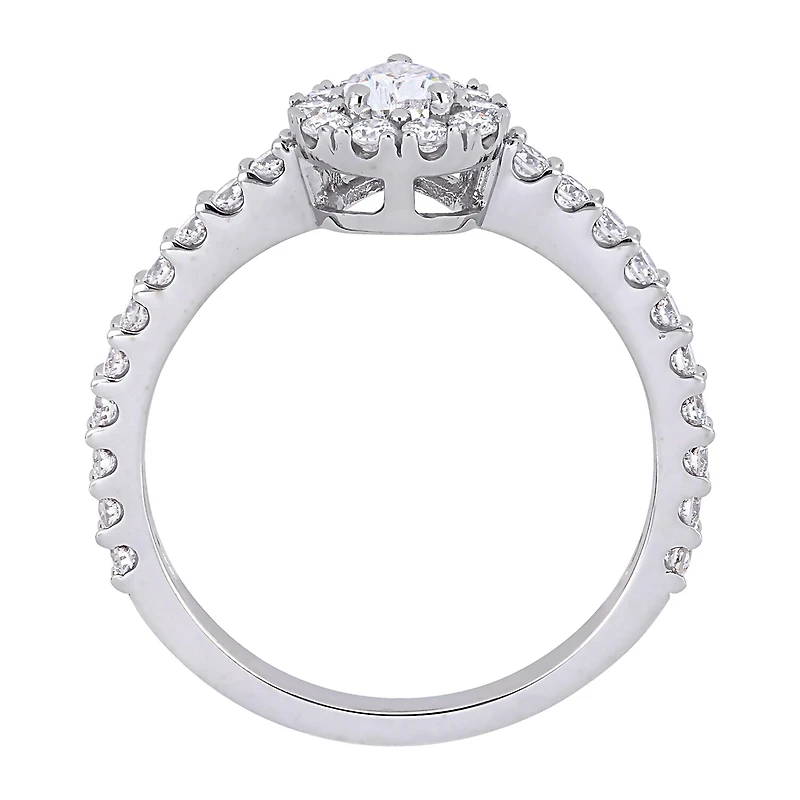 Womens 1 CT. T.W. Natural White Diamond 14K Gold Pear Engagement Ring