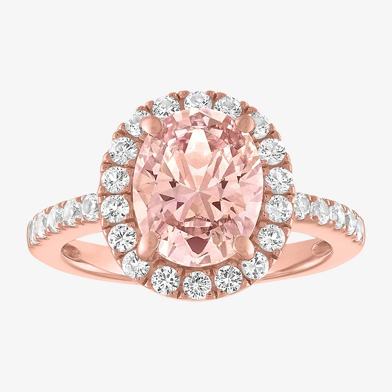 Womens Simulated Champagne Morganite 14K Rose Gold Over Silver Cocktail Ring