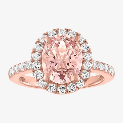 Womens Simulated Champagne Morganite 14K Rose Gold Over Silver Cocktail Ring