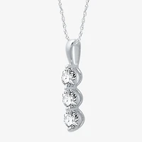 3-Stone Linear (H-I / I1) Womens 1 1/4 CT. T.W. Lab Grown White Diamond 10K Gold 18 Inch Pendant Necklace