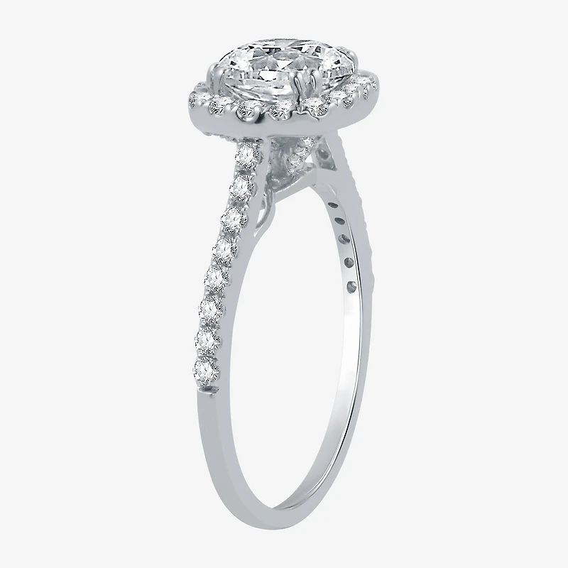 Signature By Modern Bride Womens 2 1/4 CT. T.W. Natural Diamond 14K Gold Cushion Side Stone Halo Bridal Set