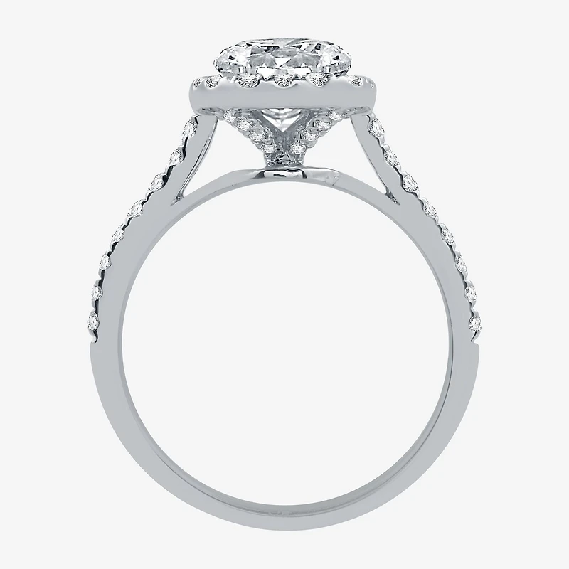 Signature By Modern Bride Womens 2 1/4 CT. T.W. Natural Diamond 14K Gold Cushion Side Stone Halo Bridal Set