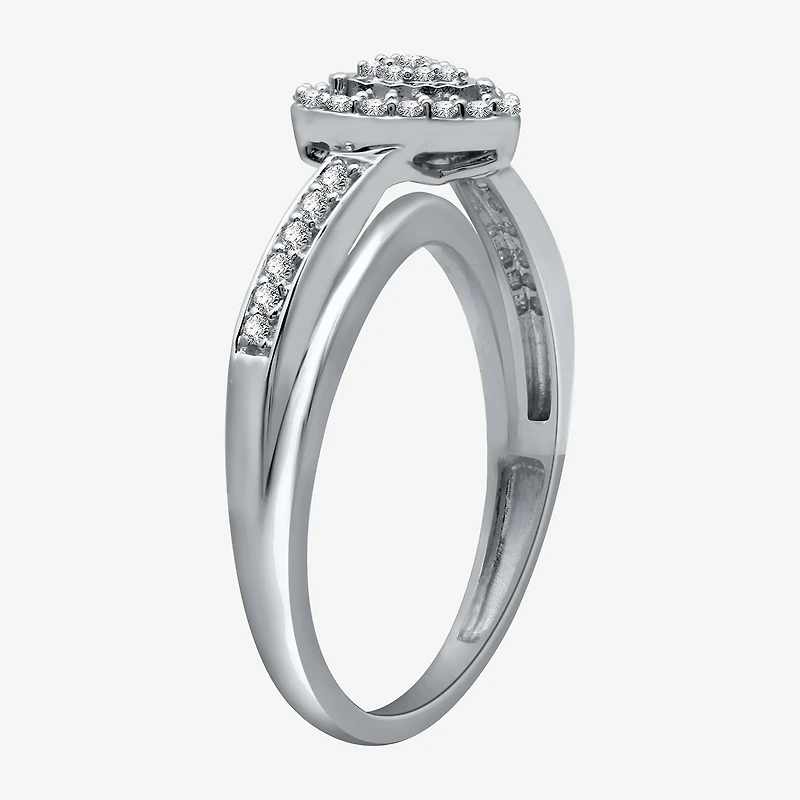 Womens 1/4 CT. T.W. Natural White Diamond Sterling Silver Heart Promise Ring