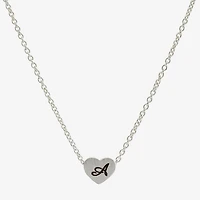 Sparkle Allure Initial Womens Pure Silver Over Brass Heart 16 Inch Pendant Necklace