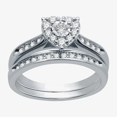 I Said Yes (H-I / I1) Womens 3/8 CT. T.W. Lab Grown White Diamond Sterling Silver or 14K Gold Over Heart Bridal Set