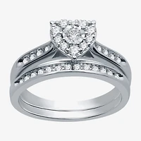 I Said Yes (H-I / I1) Womens 3/8 CT. T.W. Lab Grown White Diamond Sterling Silver or 14K Gold Over Heart Bridal Set