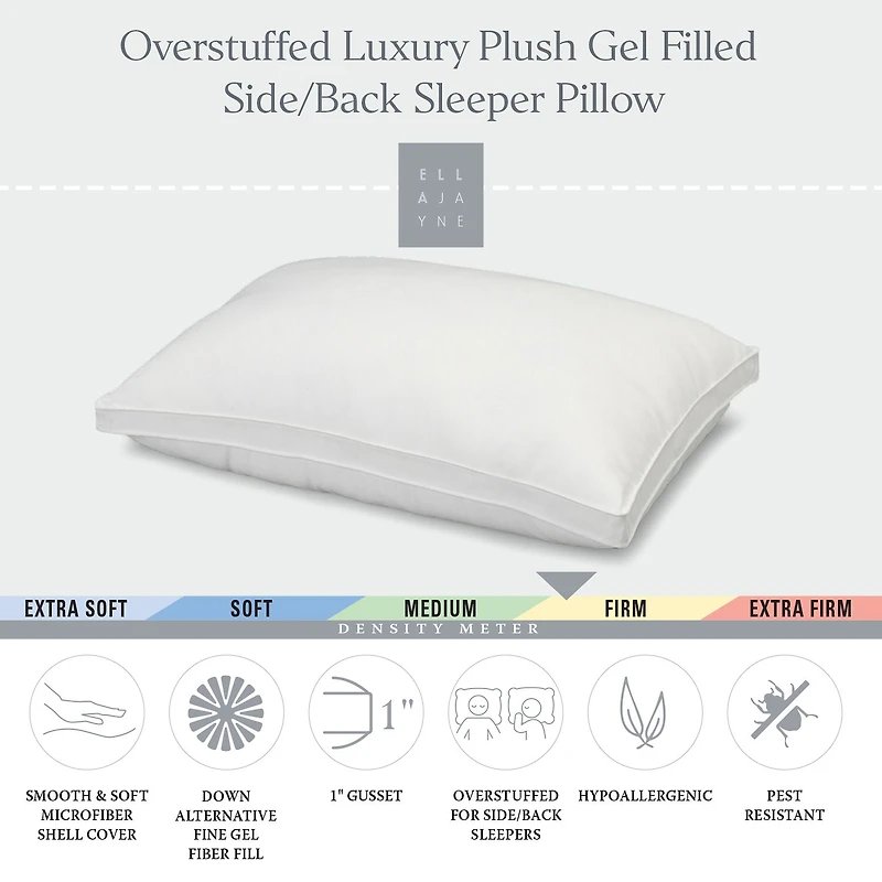 Ella Jayne Gussetted Medium/Firm Plush Down Alternative Side/Back Sleeper Pillow Set of 4