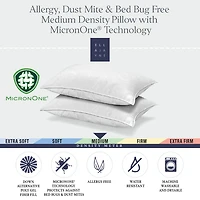 Ella Jayne MicronOne Technology for Allergy Bed Bug and Dust Mite free Down Alternative Pillow Medium Density Set of 2