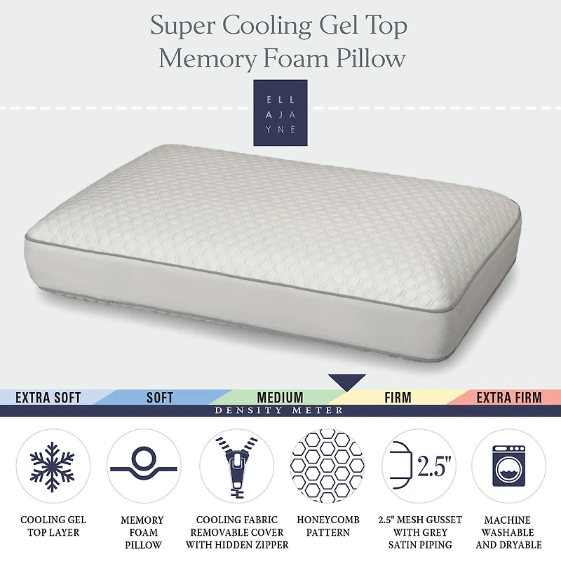 Ella Jayne Gusset Super Cooling Gel Top Memory Foam Pillow