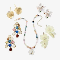 Bijoux Bar Gold Tone Womens Flower Drop Earrings