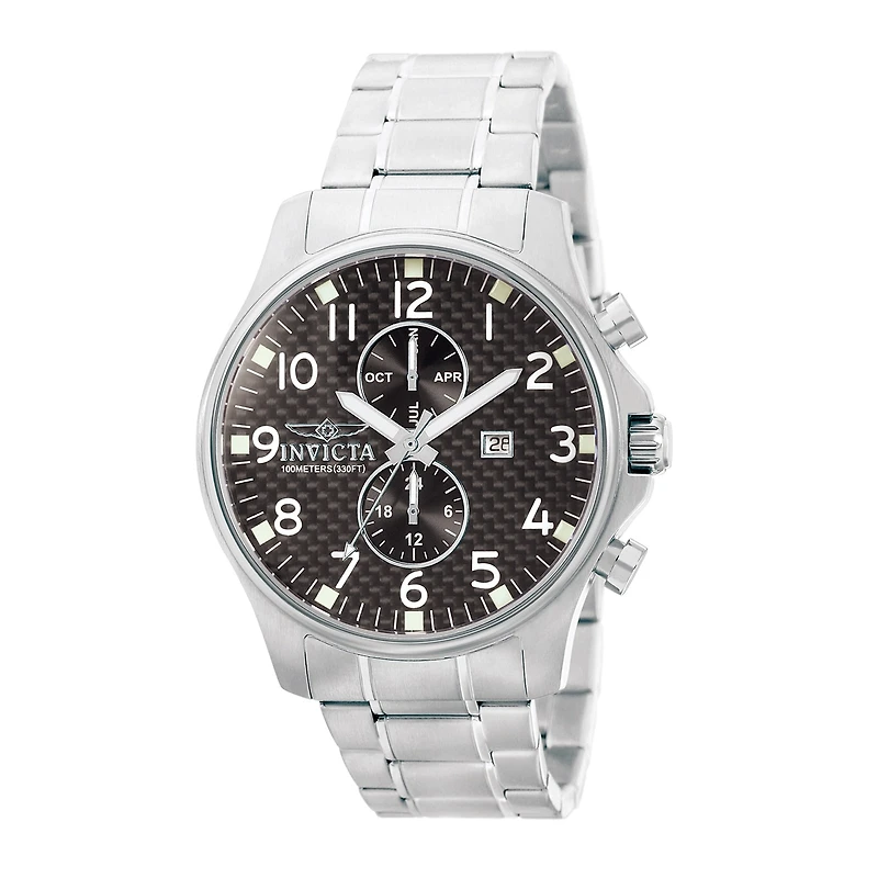 Invicta® Mens Specialty Stainless Steel Black Dial Bracelet Watch 0379