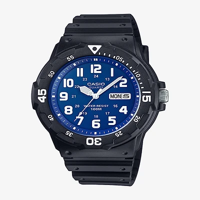 Casio® Mens Black & Blue Resin Digital Strap Sport Watch MWR200H-2B2V