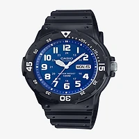 Casio® Mens Black & Blue Resin Digital Strap Sport Watch MWR200H-2B2V