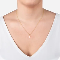 Silver Treasures Womens Cubic Zirconia 14K Gold Over Silver Cross 18 Inch Pendant Necklace