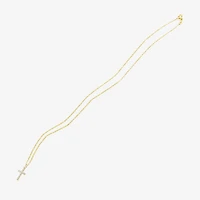 Silver Treasures Womens Cubic Zirconia 14K Gold Over Silver Cross 18 Inch Pendant Necklace