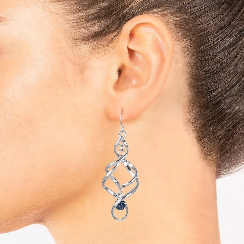 Sparkle Allure Womens Crystal Pure Silver Over Brass Drop Earrings