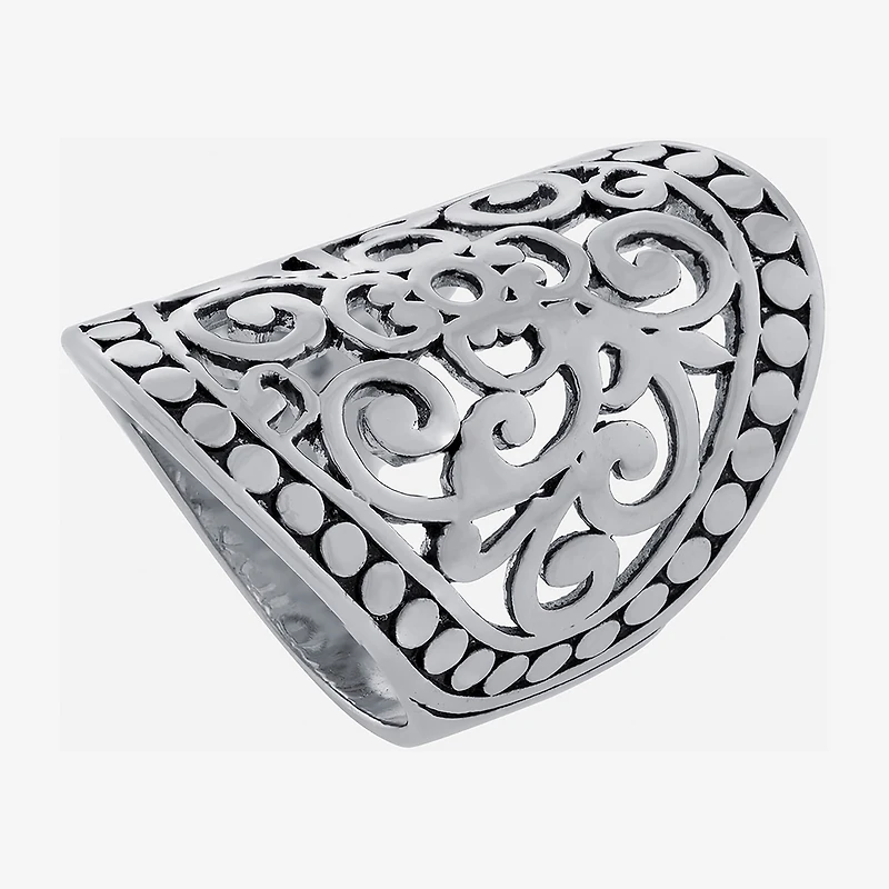 Sparkle Allure Womens Pure Silver Over Brass Oblong Cocktail Ring
