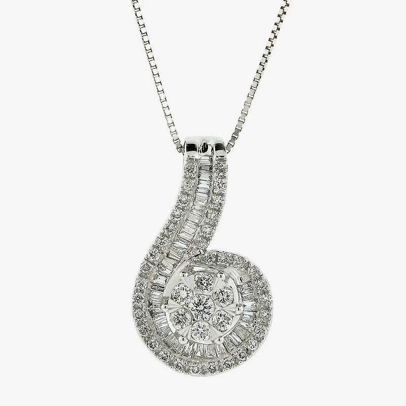 Diamond Blossom Womens /4 CT. T.W. Natural White Diamond 10K Gold 18 Inch Pendant Necklace