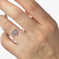 Diamond Blossom Womens 1/4 CT. T.W. Natural White 10K Gold Heart Halo Cocktail Ring