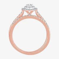 Womens 1/2 CT.T.W. Natural Diamond 10K or 14K Rose Gold Pear Halo Bridal Set