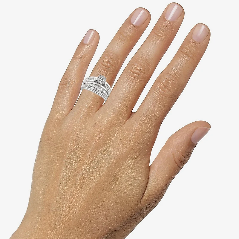 Womens 1/2 CT. T.W. Natural White Diamond 10K Gold Round Side Stone Bridal Set