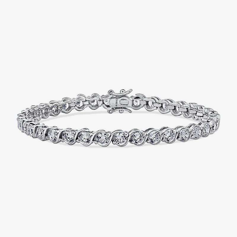 DiamonArt® White Cubic Zirconia Sterling Silver 8 Inch Tennis Bracelet