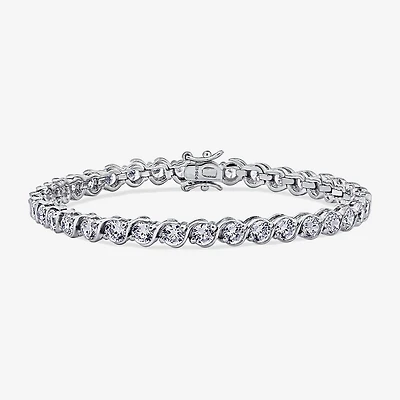 DiamonArt® White Cubic Zirconia Sterling Silver 8 Inch Tennis Bracelet