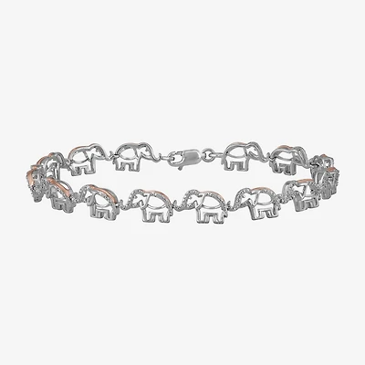 Elephant 1/10 Ct.T.W. Womens 1/10 CT. T.W. Natural Diamond 14K Rose Gold Over Silver 7.5 Inch Tennis Bracelet