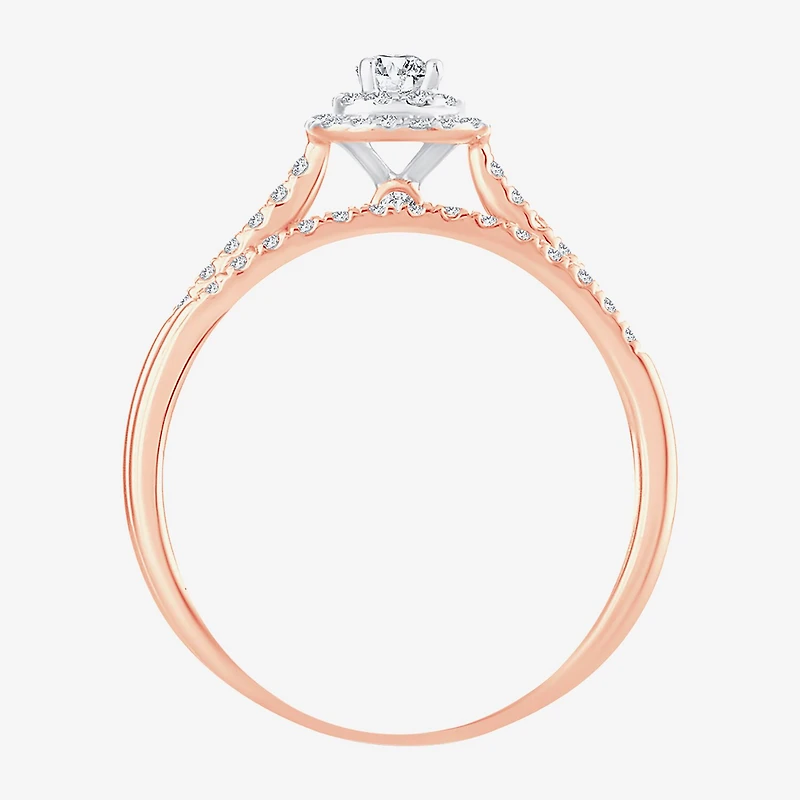 1/2 CT.T.W. Natural Diamond Halo Bridal Set 10K or 14K White Gold