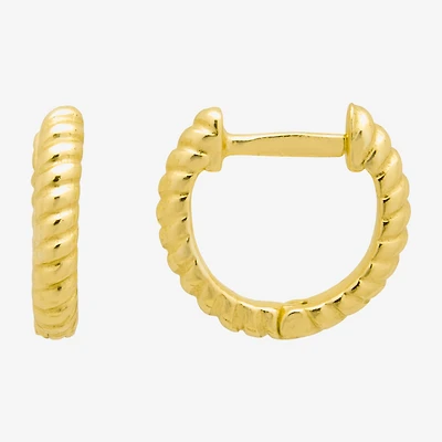 Silver Treasures Twisted Womens 14K Gold Over Silver 11.1mm Hoop Earrings