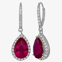 Lab-Created Ruby & White Sapphire Sterling Silver Earrings