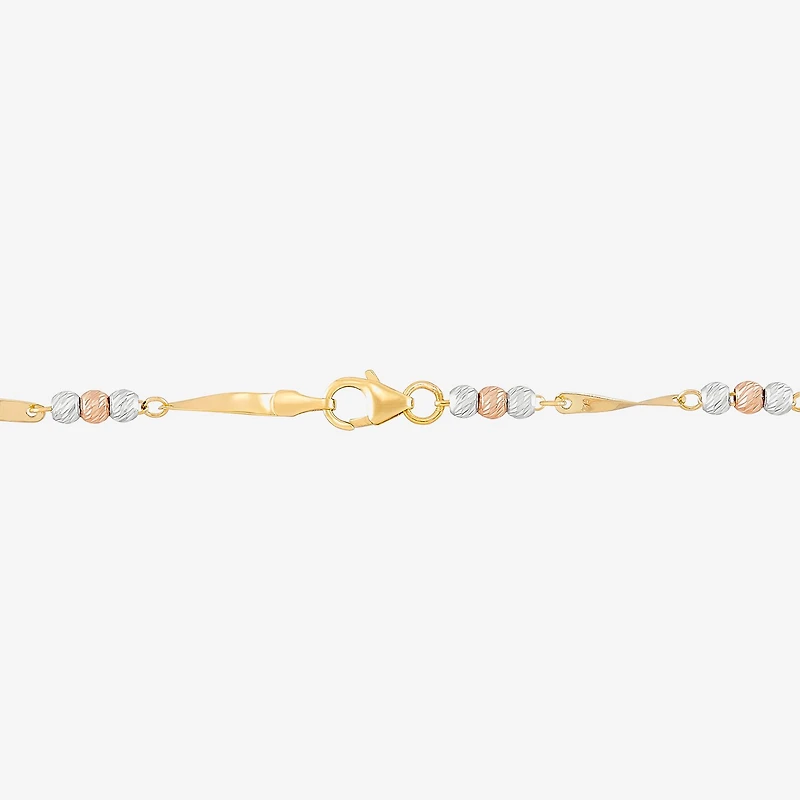 Womens 14K Tri-Color Gold 7.5 Inch Link Bracelet