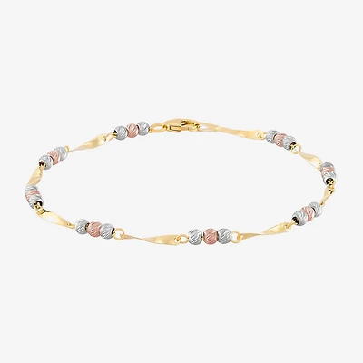 Womens 14K Tri-Color Gold 7.5 Inch Link Bracelet