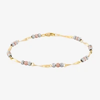 Womens 14K Tri-Color Gold 7.5 Inch Link Bracelet