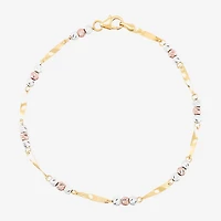 Womens 14K Tri-Color Gold 7.5 Inch Link Bracelet