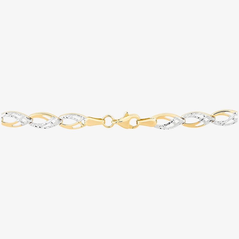 Womens 10K Gold 7.25 Inch Link Bracelet