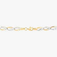 Womens 10K Gold 7.25 Inch Link Bracelet